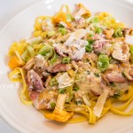 Kantarellipasta-annos